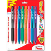 Pentel® Wow! Ballpoint Retractable Pen, Rubber Grip, Medium, Assorted Ink, 8/Pack