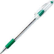 Pentel® RSVP Ballpoint Stick Pen, Medium, Clear Barrel, Green Ink, Dozen