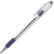 Pentel® RSVP Ballpoint Stick Pen, Medium, Clear Barrel, Violet Ink, Dozen