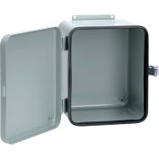 Hoffman A1084DL, J Box, Hinged Cover, Contoured, Type 12, 10.00X8.00X4.00, Steel/Gray