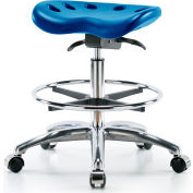 Blue Ridge Ergonomics™ Tractor Style Stool - With Chrome Foot Ring - Blue