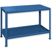 Global Industrial&#153; Stationary Machine Table W/ 2 Shelves, 36&quot;W x 18&quot;D, Blue