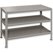 Global Industrial&#153; Stationary Machine Table W/ 3 Shelves, 60&quot;W x 24&quot;D x 32-1/2&quot;H, Gray