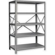 Pucel™ Shelving Unit, 42"W x 72"H x 18"D, 5 Levels, 14 GA Shelves, 10 GA Posts, Black