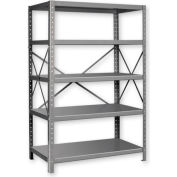 Pucel™ Shelving Unit, 42"W x 72"H x 18"D, 5 Levels, 14 GA Shelves, 10 GA Posts, Gray
