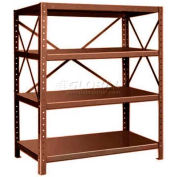 Pucel™ Shelving Unit, 48"W x 60"H x 24"D, 4 Levels, 14 GA Shelves, 10 GA Posts, Dark Brown