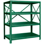 Pucel™ Shelving Unit, 48"W x 60"H x 24"D, 4 Levels, 14 GA Shelves, 10 GA Posts, Dark Green