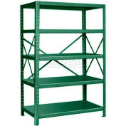 Pucel™ Shelving Unit, 48"W x 72"H x 24"D, 5 Levels, 14 GA Shelves, 10 GA Posts, Dark Green