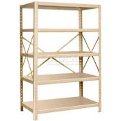 Pucel™ Shelving Unit, 48"W x 72"H x 24"D, 5 Levels, 14 GA Shelves, 10 GA Posts, Putty