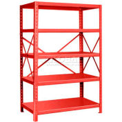Pucel™ Shelving Unit, 48"W x 72"H x 24"D, 5 Levels, 14 GA Shelves, 10 GA Posts, Red