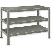 Global Industrial&#153; Stationary Machine Table W/ 3 Shelves, 72&quot;W x 24&quot;D, Gray