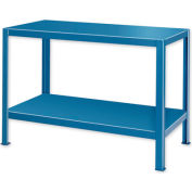 Global Industrial&#153; Stationary Machine Table W/ 2 Shelves, 60&quot;W x 34&quot;D, Blue