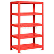 Pucel™ Shelving Unit, 30"W x 65"H x 18"D, 5 Levels, 12 GA Shelves, Welded, Red