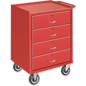Global Industrial Mobile Drawer Bench W/ 4 Drawers, 24"W x 20"D, Gray