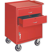 Global Industrial Mobile Drawer Bench W/ Cabinet & 2 Drawers, 24"W x 20"D, Blue