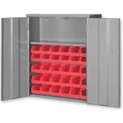 Global Industrial™ Security Work Center & Storage Cabinet - Shelves, 4  Drawers, Yellow/Red Bins