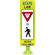 Pexco® FG342 State Law Yield to Pedestrian Sign, 12" x 36", Fluorescent Yellow Green