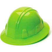 SL Series Full Brim Hard Hat, Hi-Vis Green 4-Point Ratchet Suspension - Pkg Qty 12
