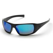 Goliath™ Safety Glasses Ice Blue Mirror Lens , Black Frame - Pkg Qty 12