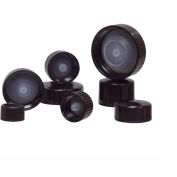Qorpak CAP-00176 Black Ribbed Phenolic PolyCone Lined Cap, 24-400 Neck Finish, Case of 576