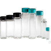 Qorpak GLC-00982 Clear Glass Screw Thread Vials with Black Caps, 1 dram (4ml), Case of 144