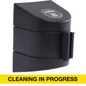 WallPro 450 Black Wall Mount Retracting Barrier, 30' Yellow/Black CLEANING IN PROGRESS Belt
