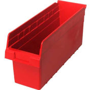 Plastic Nesting Storage Shelf Bin QSB804 6-5/8"W x 17-7/8"D x 8"H Red - Pkg Qty 20