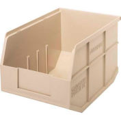 Quantum Plastic Stackable Shelf Bin SSB423 8-1/4"W x 12"D x 7"H, Ivory - Pkg Qty 6