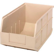 Quantum Plastic Stackable Shelf Bin SSB443 8-1/4"W x 14"D x 7"H, Ivory - Pkg Qty 12