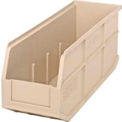 Quantum Plastic Stackable Shelf Bin SSB461 6"W x 18"D x 7"H, Ivory - Pkg Qty 6