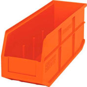 Quantum Plastic Stackable Shelf Bin SSB461 6"W x 18"D x 7"H, Orange - Pkg Qty 6
