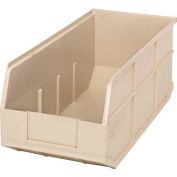 Quantum Plastic Stackable Shelf Bin SSB463 8-1/4"W x 18"D x 7"H, Ivory - Pkg Qty 6