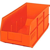 Quantum Plastic Stackable Shelf Bin SSB463 8-1/4"W x 18"D x 7"H, Orange - Pkg Qty 6