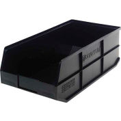 Quantum Plastic Stackable Shelf Bin SSB485 11"W x 20-1/2"D x 7"H, Black - Pkg Qty 6