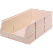 Quantum Plastic Stackable Shelf Bin SSB485 11"W x 20-1/2"D x 7"H, Ivory - Pkg Qty 6