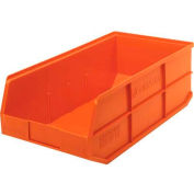 Quantum Plastic Stackable Shelf Bin SSB485 11"W x 20-1/2"D x 7"H, Orange - Pkg Qty 6