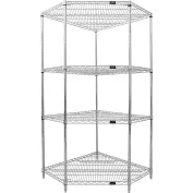 Quantum&#174; 4 Shelf, Chrome Corner Wire Shelving Unit, 36&quot;W x 18&quot;D x 74&quot;H