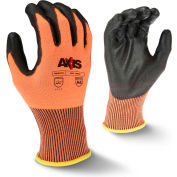 Radian® RWG557L Axis™ Cut Resistant Polyurethane Palm Gloves, Orange/Black, L, 1 Pair - Pkg Qty 12