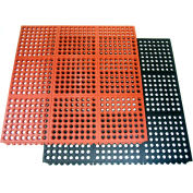 Rubber-Cal "Dura-Chef Interlock" Anti-Fatigue Mats - 5/8 in x 3 ft x 3 ft - Black Rubber Matting