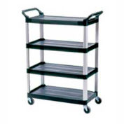 Rubbermaid® Xtra™ 4096 4 Shelf Black Utility Cart with Open Sides