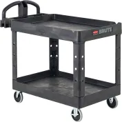 Nexel Global Industrial Flat Top Utility Cart w/3 Shelves, 44L x 25-1/2W  x 32-1/2H, Black - GLO800349 