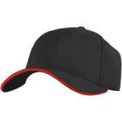 RefrigiWear® 6145RDBKOSA, Brushed Sandwich Ball Cap, Red/Black, 12/Pack