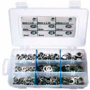 Machine Screw Nuts, Flat & Lock Washers, Zinc Plated Steel, Small Drawer Asst, 19 Items, 1600 Pieces