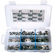 Nuts, Flats & Locks, Coarse & Fine, Zinc Plated Steel, Lg. Drawer Assortment, 20 Items, 1200 Pieces