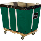 PVC Hinged Top Basket Truck, 6 Bu, Green Vinyl, Wood Base, All Swivel