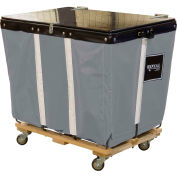 PVC Hinged Top Basket Truck, 6 Bu, Gray Vinyl, Wood Base, All Swivel