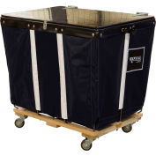 PVC Hinged Top Basket Truck, 6 Bu, Black Vinyl, Wood Base, All Swivel