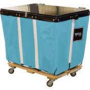 PVC Hinged Top Basket Truck, 6 Bu, Light Blue Vinyl, Wood Base, All Swivel