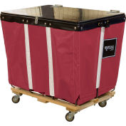 PVC Hinged Top Basket Truck, 6 Bu, Maroon Vinyl, Wood Base, All Swivel