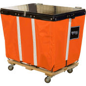 PVC Hinged Top Basket Truck, 6 Bu, Orange Vinyl, Wood Base, All Swivel